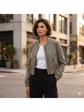 Jarbo Lagenlook Minimalist Cropped Jacket Womens XS 0 Gray Tan Neutral Art Wear
